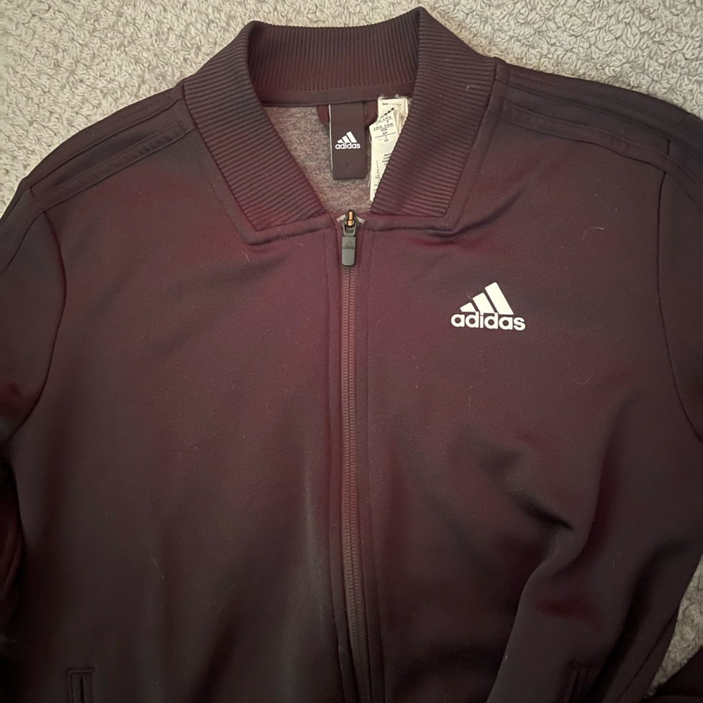 Adidas Women's Black Bomber Jacket with White Stripes - Picture 8 of 8